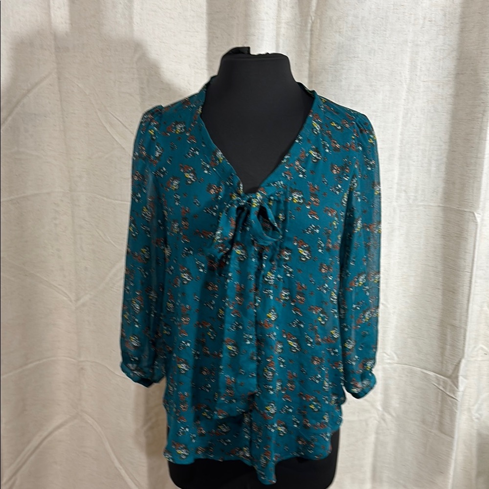 Love on a Hanger Teal Floral Blouse